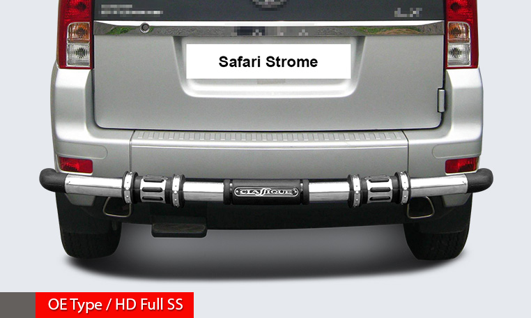 High grade S.S rear guard with rubber corners and traditional design for great looks and protection.